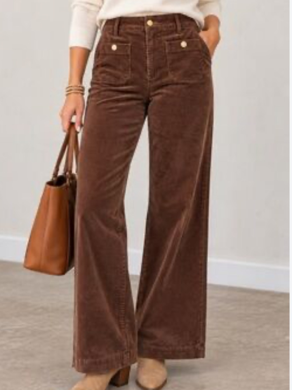 J Crew Corduroy Lizzie wide leg pans trousers brown fall size 29 preppy cord